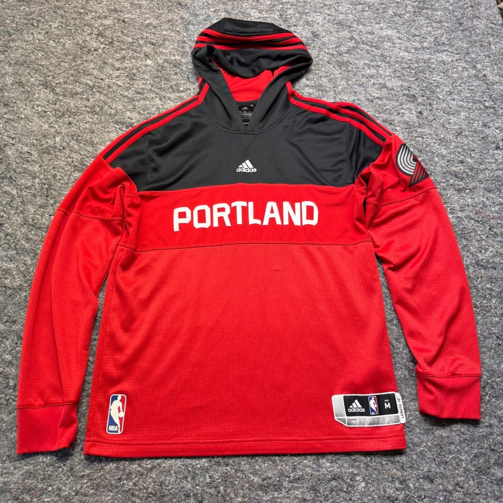 Adidas Portland Trail Blazers NBA On-Court Warm Up Hoodie Red Black Mens Medium